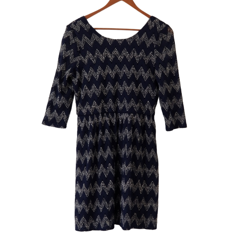 Ruby Rox chevron Blue dress neckline back - Size L